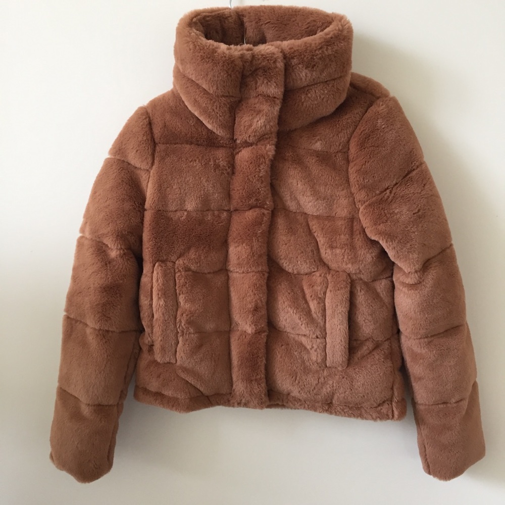 Abercrombie Faux Fur Mini Puffer Jacket